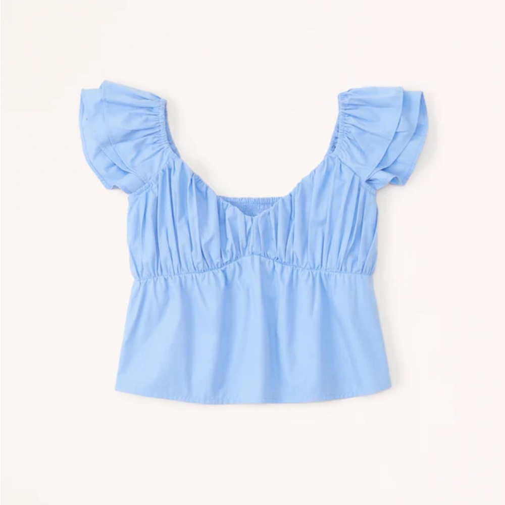 NWOT✨ A&F Ruffle Poplin Top light blue